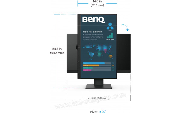BENQ BL2486TC - Vue de face en mode portrait