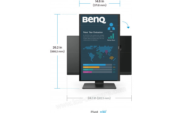 BENQ BL2786TC - Vue de face en mode portrait