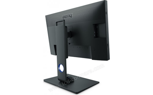 BENQ PhotoVue SW271C - Vue 3/4 arri&egrave;re en position haute avec molette G2 (incluse)