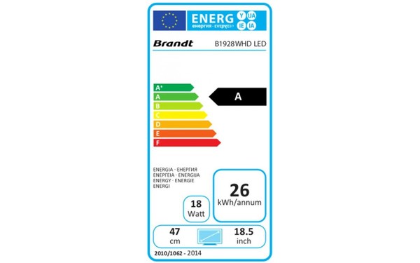 BRANDT B1928WHD - &Eacute;tiquette &eacute;nergie