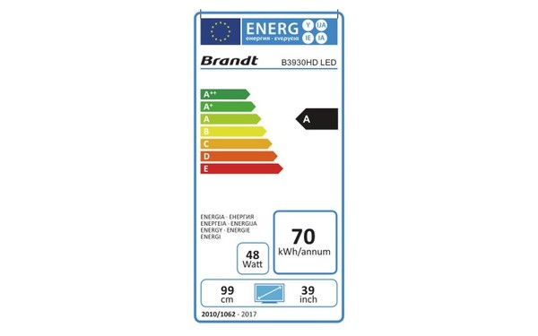 BRANDT B3930HD - &Eacute;tiquette &eacute;nergie