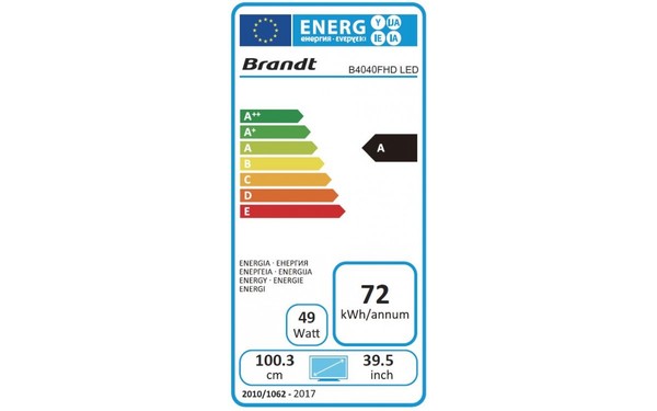 BRANDT B4040FHD - &Eacute;tiquette &eacute;nergie