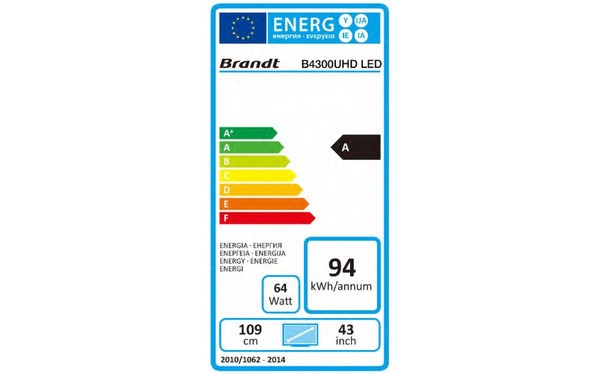 BRANDT B4300UHD - &Eacute;tiquette &eacute;nergie