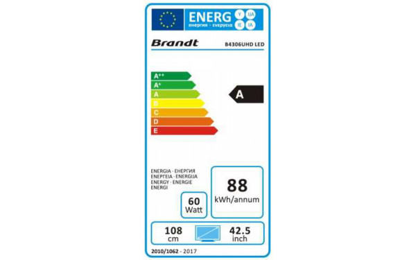 BRANDT B4306UHD - &Eacute;tiquette &eacute;nergie
