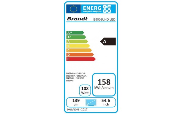 BRANDT B5508UHD - &Eacute;tiquette &eacute;nergie