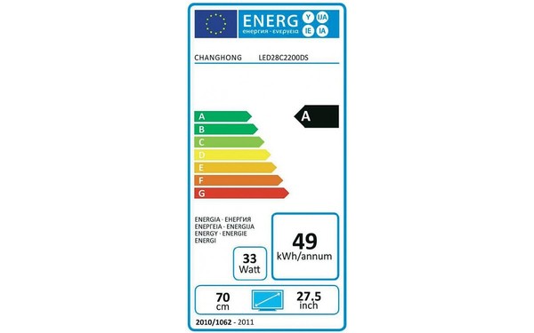 CHANGHONG LED28C2200DS - &Eacute;tiquette &eacute;nergie