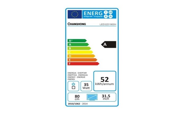 CHANGHONG LED32D1900H - &Eacute;tiquette &eacute;nergie