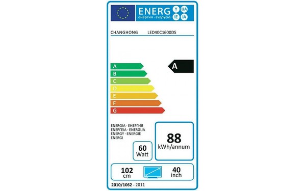CHANGHONG LED40C1600DS - &Eacute;tiquette &eacute;nergie