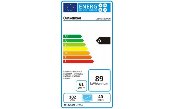 CHANGHONG LED40E1090H - &Eacute;tiquette &eacute;nergie