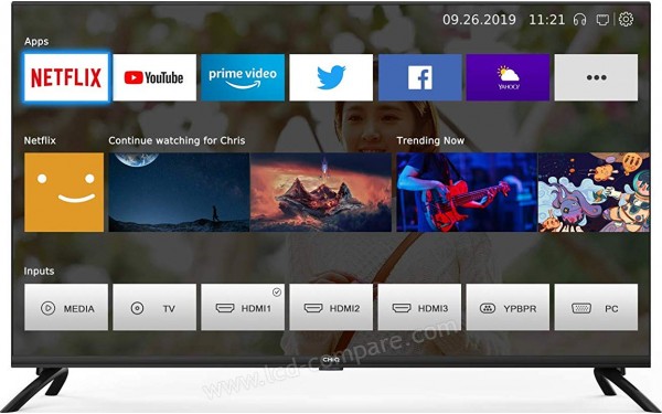 CHIQ L40H7N - Vue de face interface Smart TV