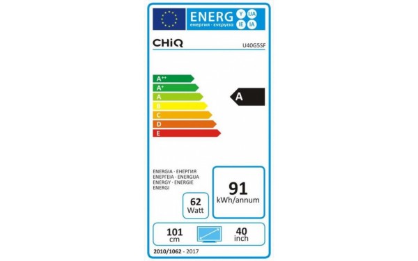 CHIQ U40G5SF - &Eacute;tiquette &eacute;nergie