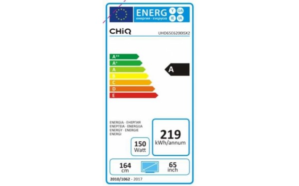CHIQ UHD65E6200ISX2 2018 - &Eacute;tiquette &eacute;nergie