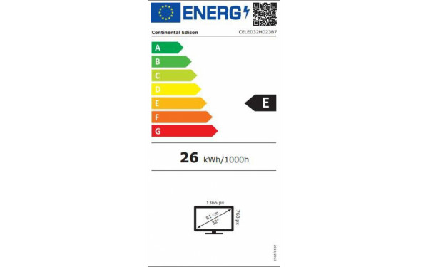 CONTINENTAL EDISON CELED32HD23B7 - &Eacute;tiquette &eacute;nergie v2