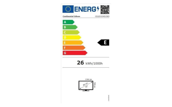 CONTINENTAL EDISON CELED32HD25B3 - &Eacute;tiquette &eacute;nergie v2
