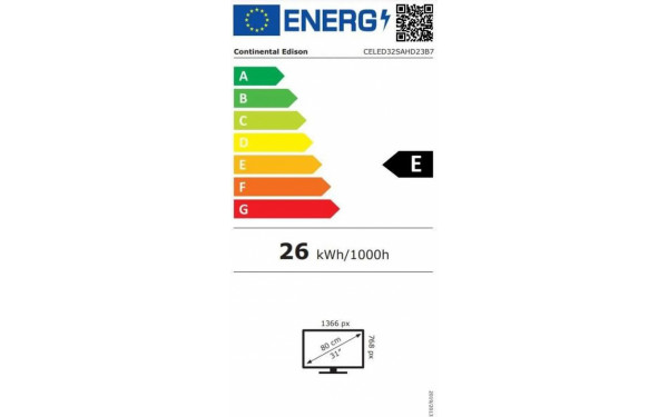 CONTINENTAL EDISON CELED32SAHD23B7 - &Eacute;tiquette &eacute;nergie v2