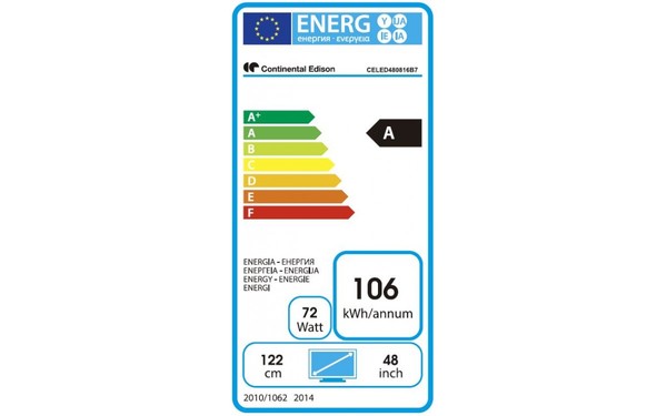 CONTINENTAL EDISON CELED480816B7 - &Eacute;tiquette &eacute;nergie