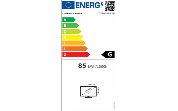 CONTINENTAL EDISON CELED50UHD21B7 - &Eacute;tiquette &eacute;nergie v2