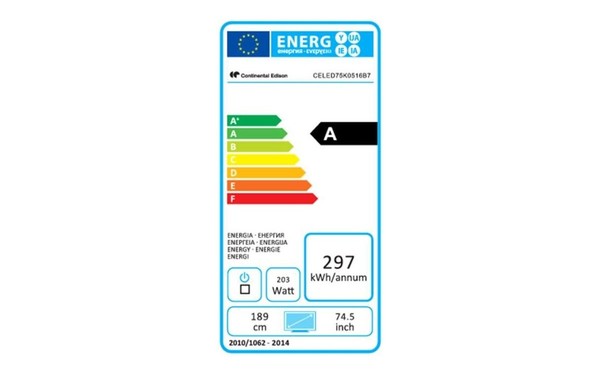 CONTINENTAL EDISON CELED75K0516B7 - &Eacute;tiquette &eacute;nergie