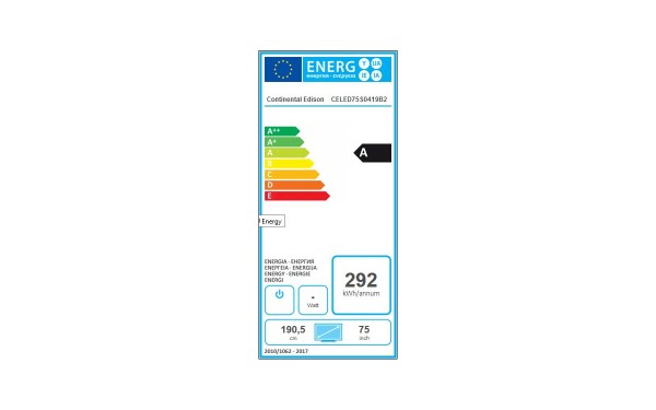 CONTINENTAL EDISON CELED75S0419B2 - &Eacute;tiquette &eacute;nergie