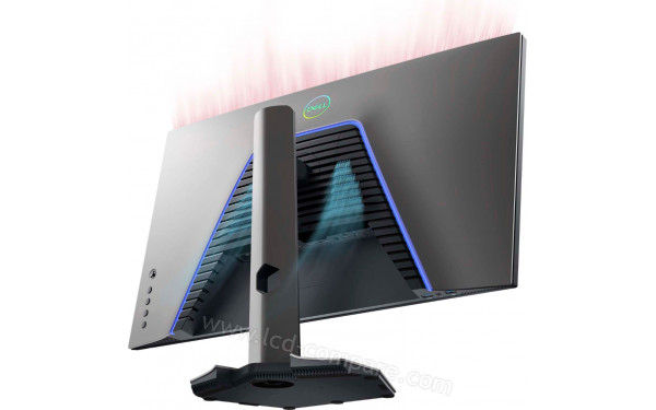 DELL S2721DGF - Vue 3/4 arri&egrave;re avec mise &agrave; sc&egrave;ne du refroidissement