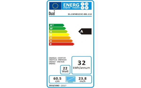 DUAL DL-24FHD12VC-001 Blanc - &Eacute;tiquette &eacute;nergie