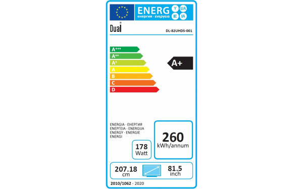 DUAL DL-82UHDS-001 - &Eacute;tiquette &eacute;nergie