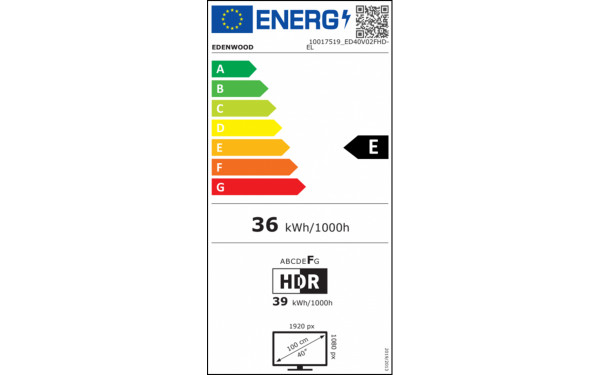 EDENWOOD ED40V02FHD-EL - &Eacute;tiquette &eacute;nergie v2