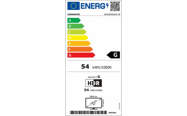 EDENWOOD ED43E02UHD-VE - &Eacute;tiquette &eacute;nergie v2
