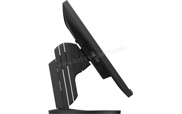EIZO FlexScan EV2760-BK - Vue de profil gauche en position basse et inclin&eacute;e