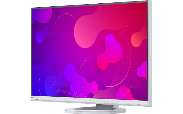 EIZO FlexScan EV2760-WT - Vue 3/4 droite en position basse