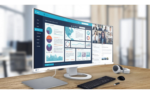 EIZO FlexScan EV3895-WT - Mise en situation (ordinateur et p&eacute;riph&eacute;riques non inclus)