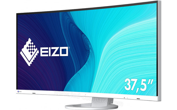 EIZO FlexScan EV3895-WT - Vue 3/4 droite en position basse