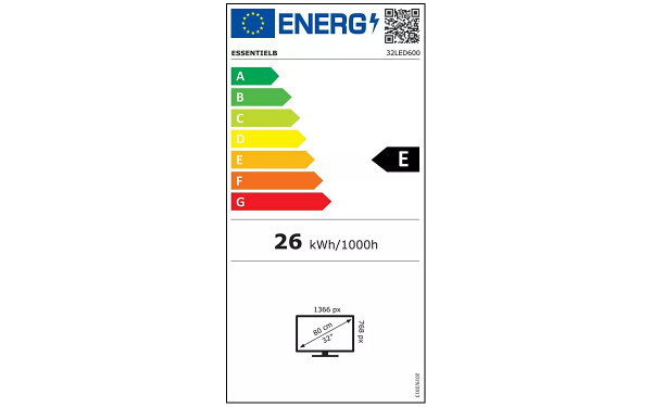 ESSENTIELB 32LED600 - &Eacute;tiquette &eacute;nergie v2