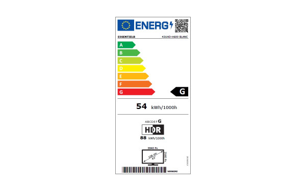 ESSENTIELB 43UHD-IW600 - &Eacute;tiquette &eacute;nergie v2