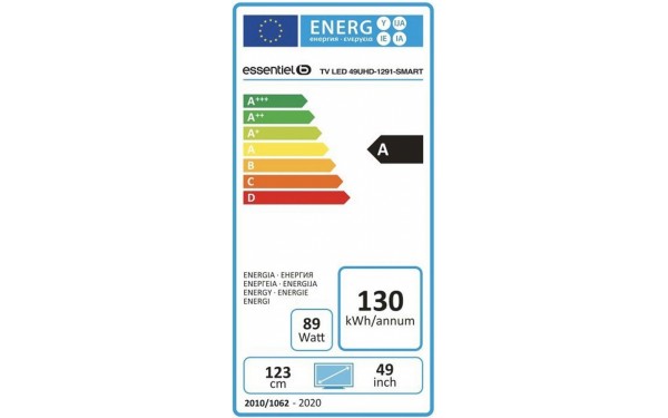 ESSENTIELB 49UHD-1291-SMART - &Eacute;tiquette &eacute;nergie