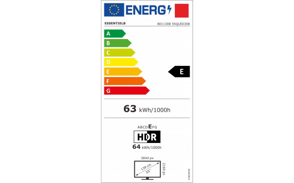 ESSENTIELB 55QLED308 - &Eacute;tiquette &eacute;nergie v2