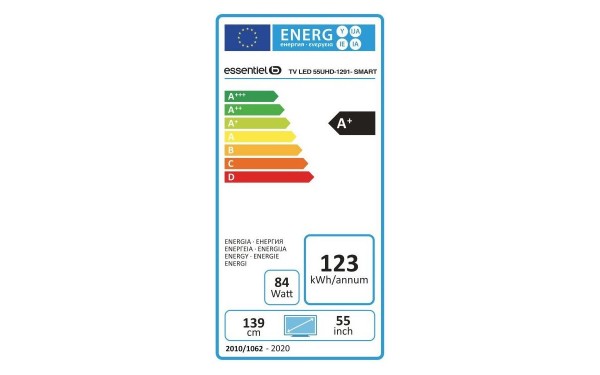 ESSENTIELB 55UHD-1291-SMART - &Eacute;tiquette &eacute;nergie