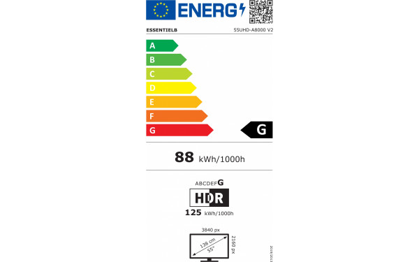 ESSENTIELB 55UHD-A8000B V2 - &Eacute;tiquette &eacute;nergie v2