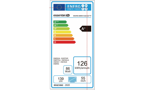 ESSENTIELB 55UHD-A8000 - &Eacute;tiquette &eacute;nergie
