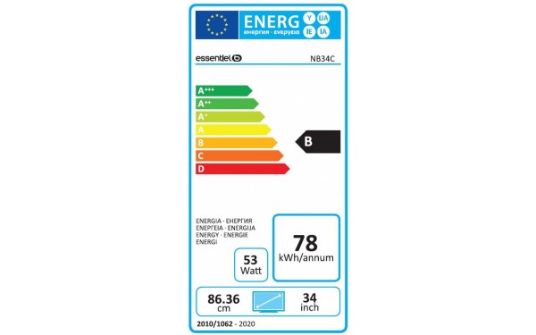 ESSENTIELB Pixel View 34 Curved - &Eacute;tiquette &eacute;nergie