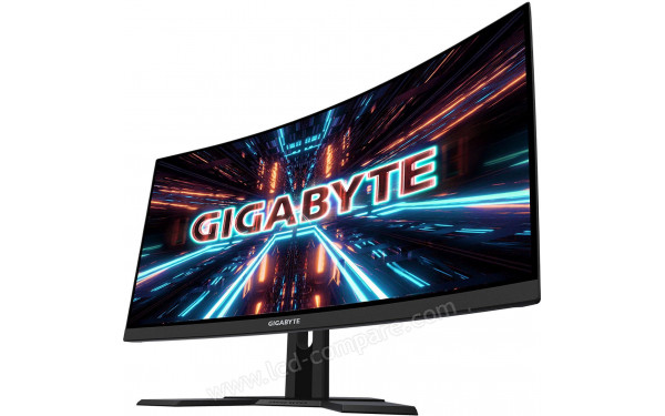 GIGABYTE G27QC A - Vue 3/4 droite (en contre-plong&eacute;e)