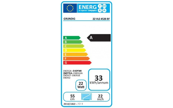 GRUNDIG 22VLE4528BF - &Eacute;tiquette &eacute;nergie