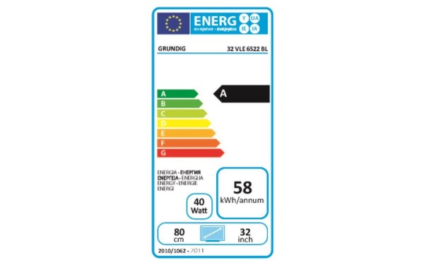 GRUNDIG 32VLE6522BL - &Eacute;tiquette &eacute;nergie