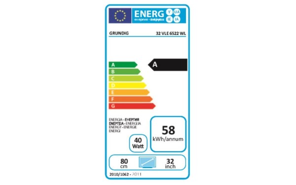 GRUNDIG 32VLE6522WL - &Eacute;tiquette &eacute;nergie