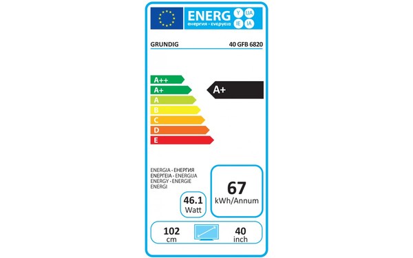 GRUNDIG 40GFB6820 - &Eacute;tiquette &eacute;nergie