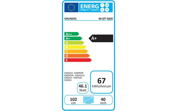 GRUNDIG 40GFT6820 - &Eacute;tiquette &eacute;nergie