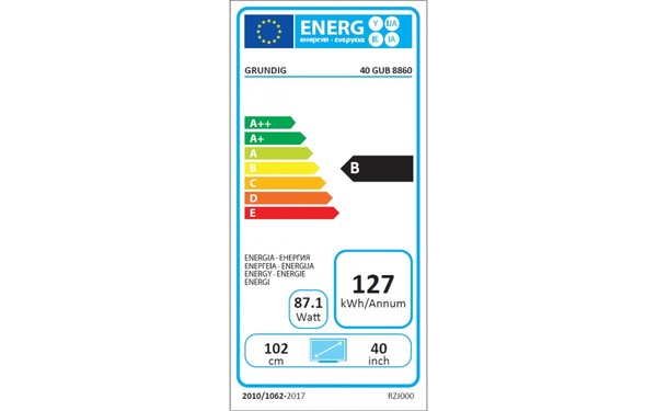 GRUNDIG 40GUB8860 - &Eacute;tiquette &eacute;nergie
