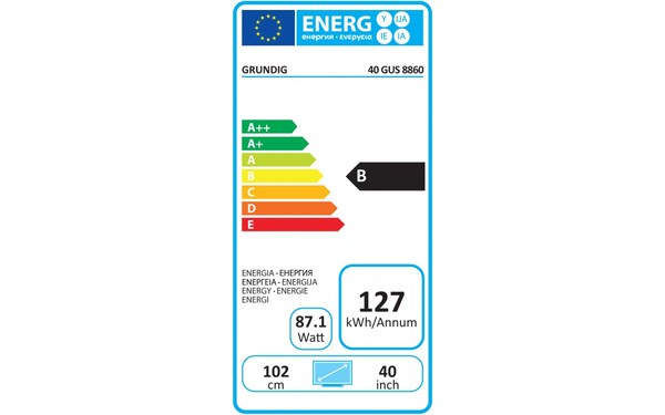 GRUNDIG 40GUS8860 - &Eacute;tiquette &eacute;nergie