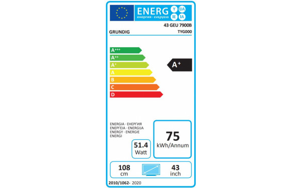 GRUNDIG 43GEU7900W - &Eacute;tiquette &eacute;nergie