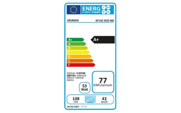 GRUNDIG 43VLE5523WG - &Eacute;tiquette &eacute;nergie